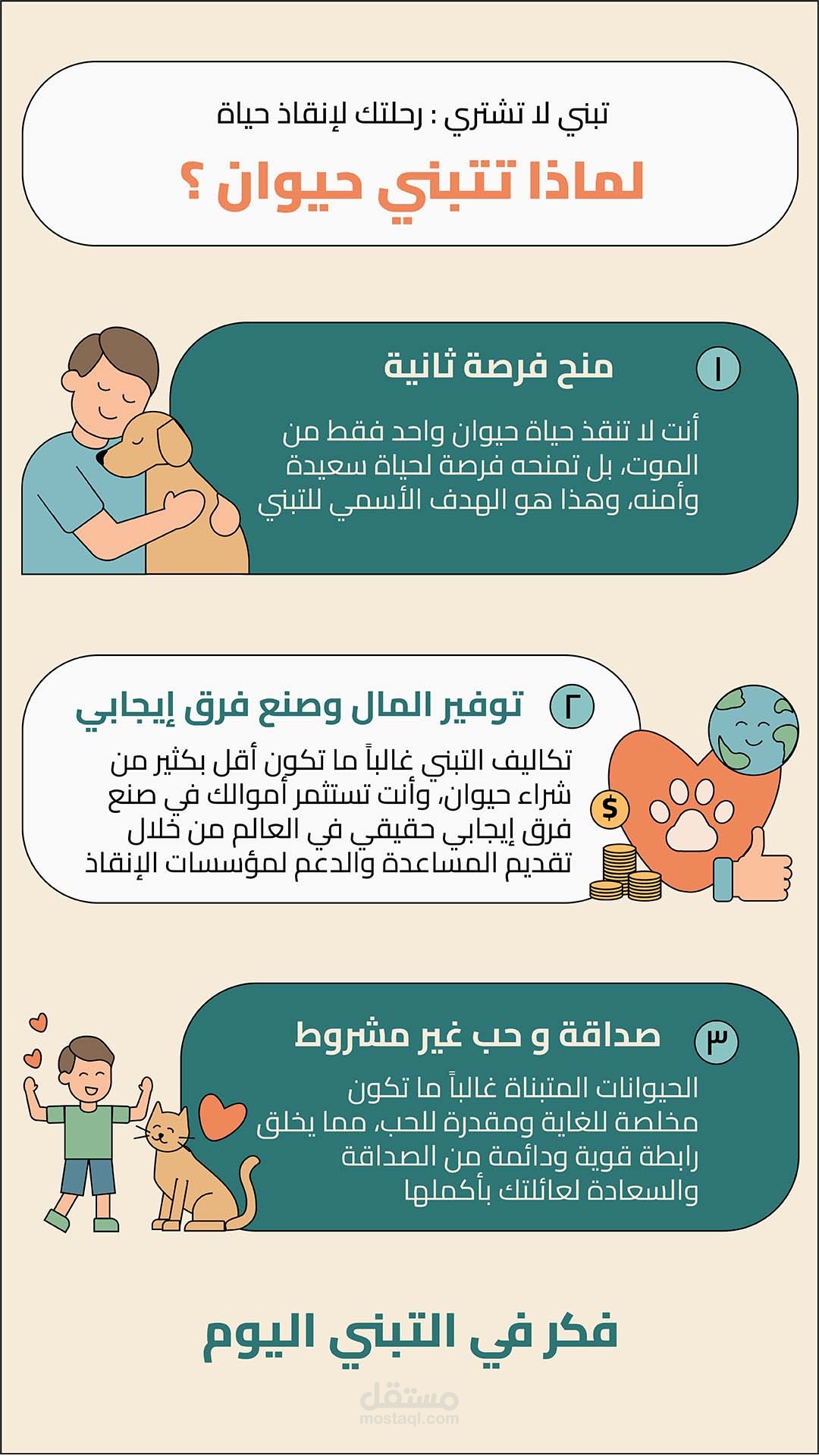 قائمة Infographic حول تبني الحيوانات