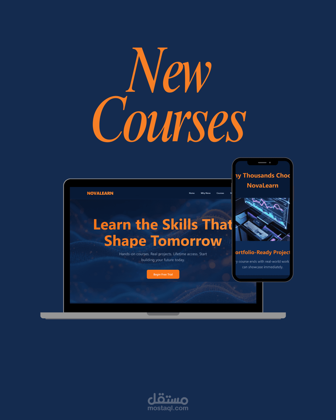 تصميم صفحة ويب لمنصة تعليمية (NovaLearn) باستخدام HTML & CSS