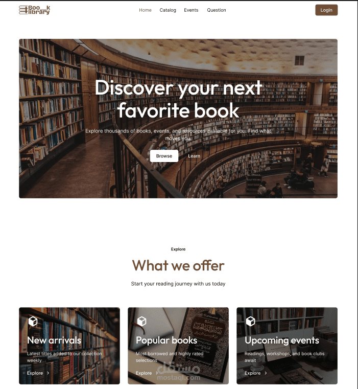 home page of library