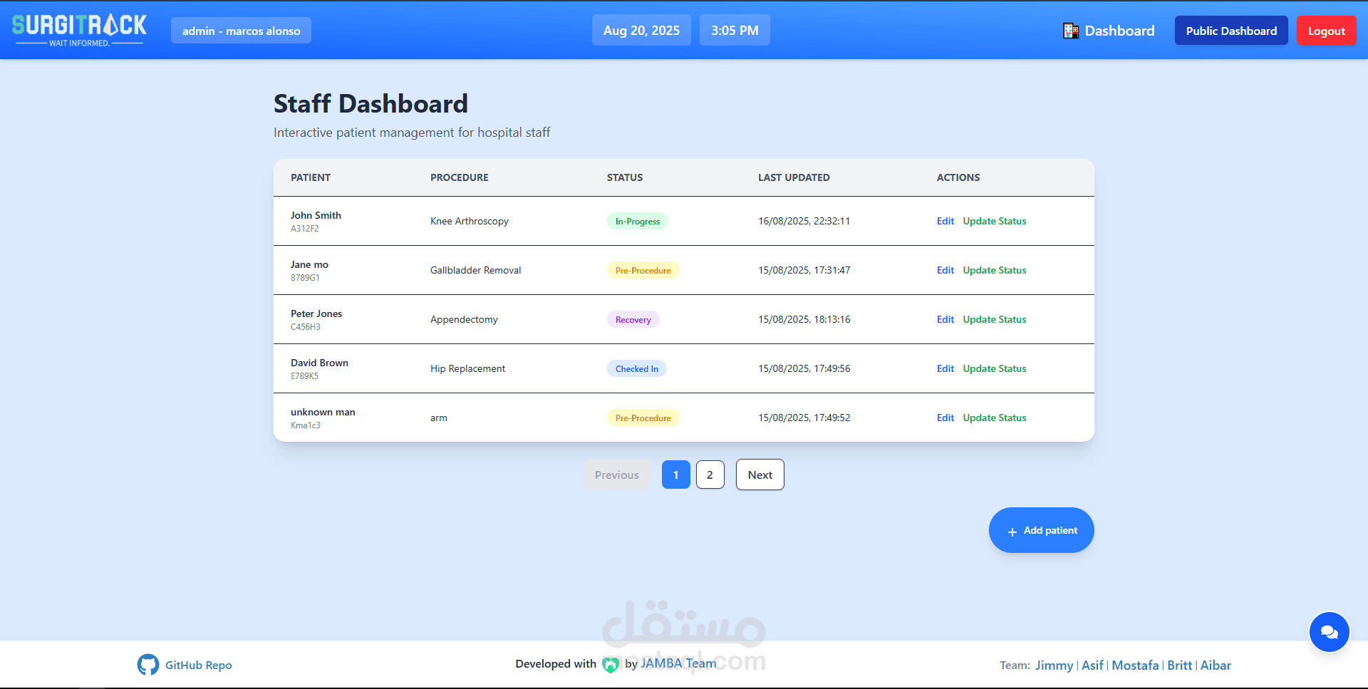 نظام SurgiTrack: تطوير وإدارة منتج لتتبع العمليات الجراحية (UI/UX & Frontend)