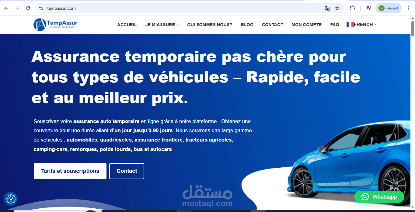 TempAssur – منصة التأمين المؤقت للسيارات في فرنسا