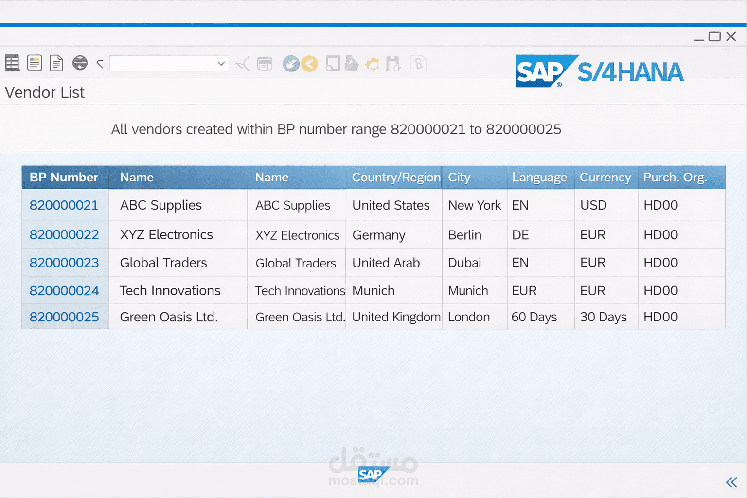 إنشاء وإدارة Vendor Master (Business Partner) على SAP S/4HANA