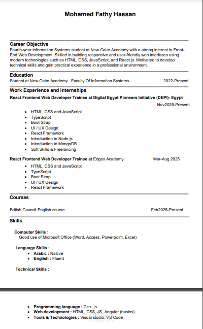 اعداد وكتابه سيره ذاتيه احترافيه