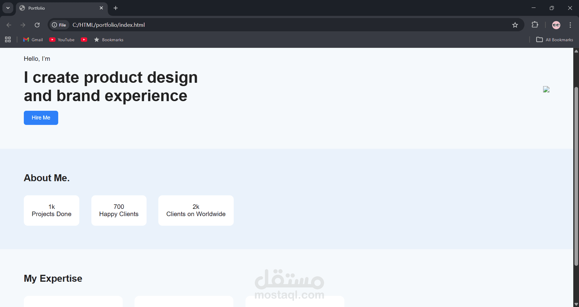 مصمم مواقع شخصية (Portfolio Websites)