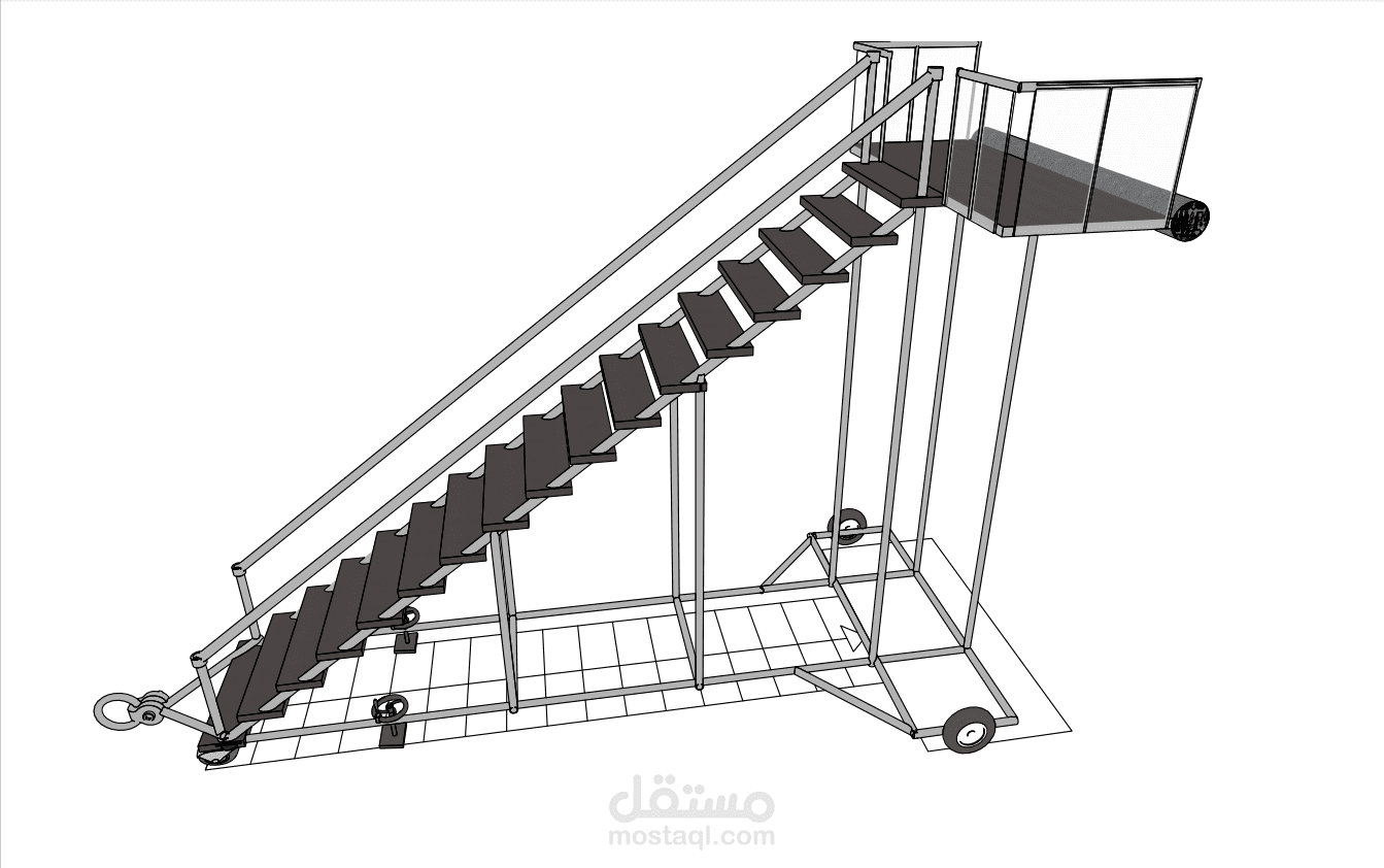 تصميم ثلاثي الأبعاد لسلالم الطائرات