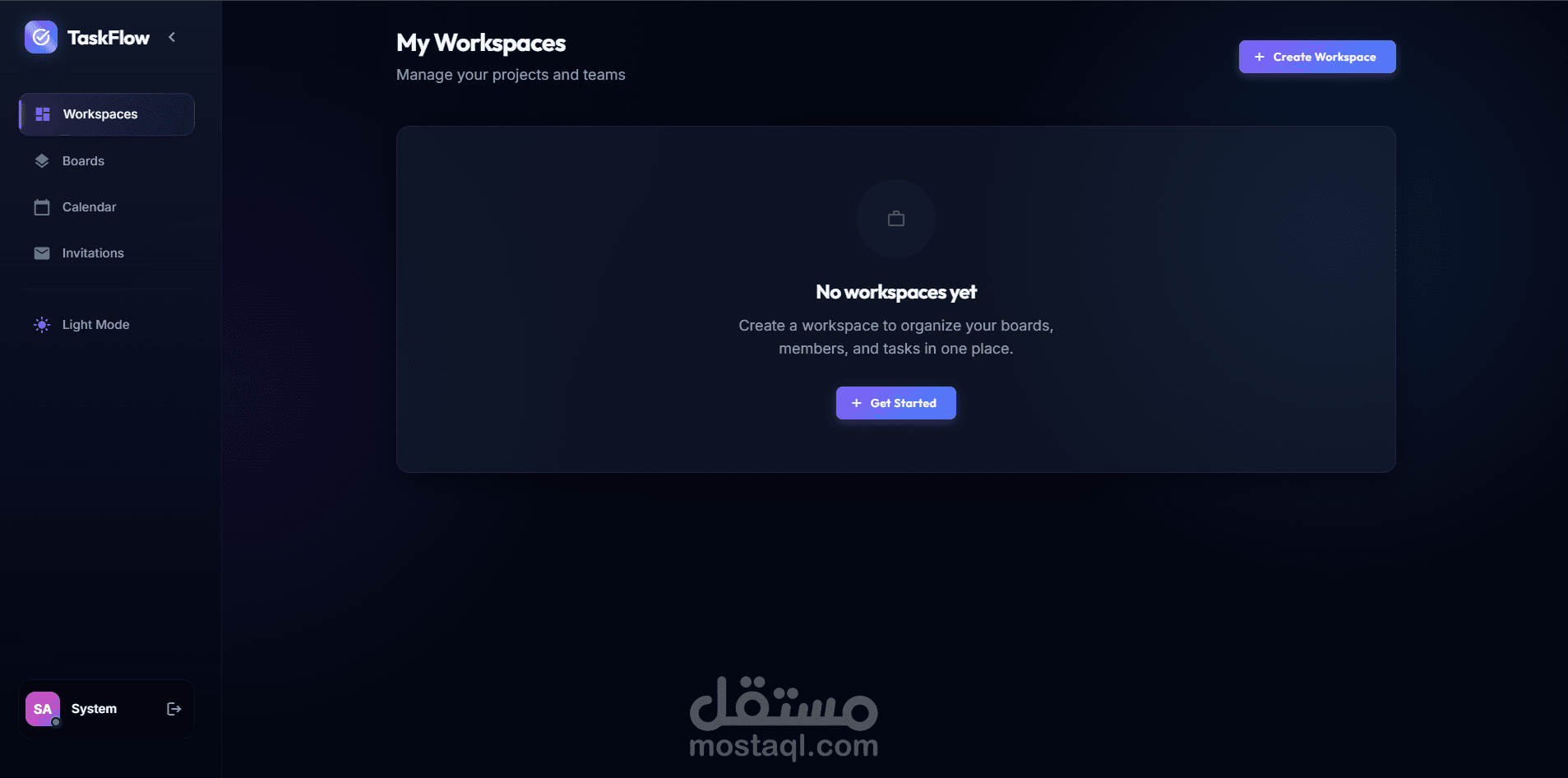 TaskFlow: منصة تفاعلية لإدارة المشاريع وفرق العمل (بنية Clean Architecture)