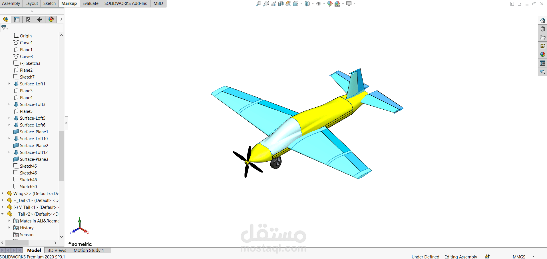 تصميم ونمذجة هيكل طائرة ثلاثي الأبعاد (Aircraft Surface Modeling)
