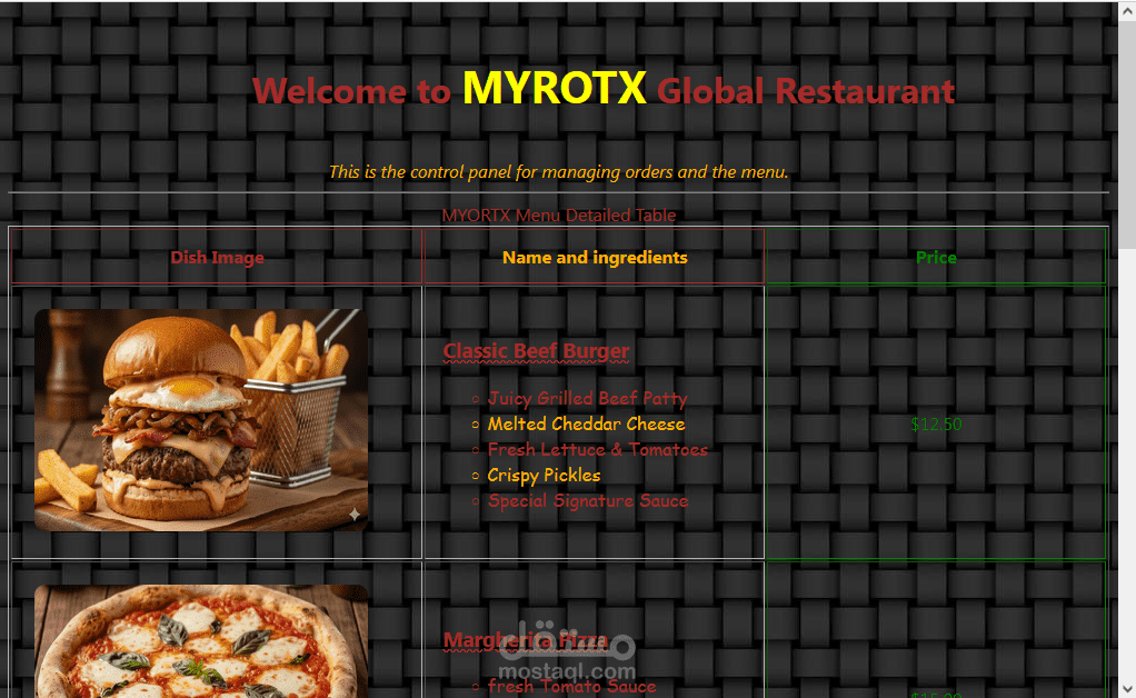 تصميم صفحة مطعم عصري متجاوبه