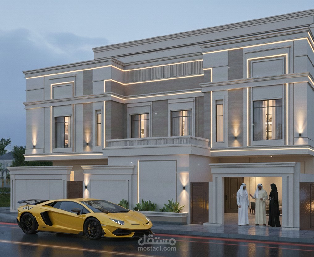 تصميم واجهات فلل نيو كلاسيك