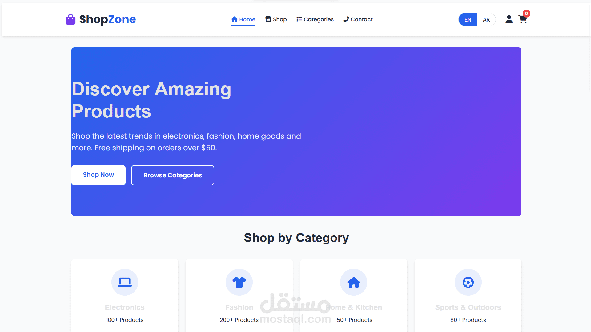 متجر إلكتروني احترافي متعدد اللغات، جاهز للتشغيل الفوري مع كل ميزات التجارة الإلكترونية الأساسية والمتقدمة