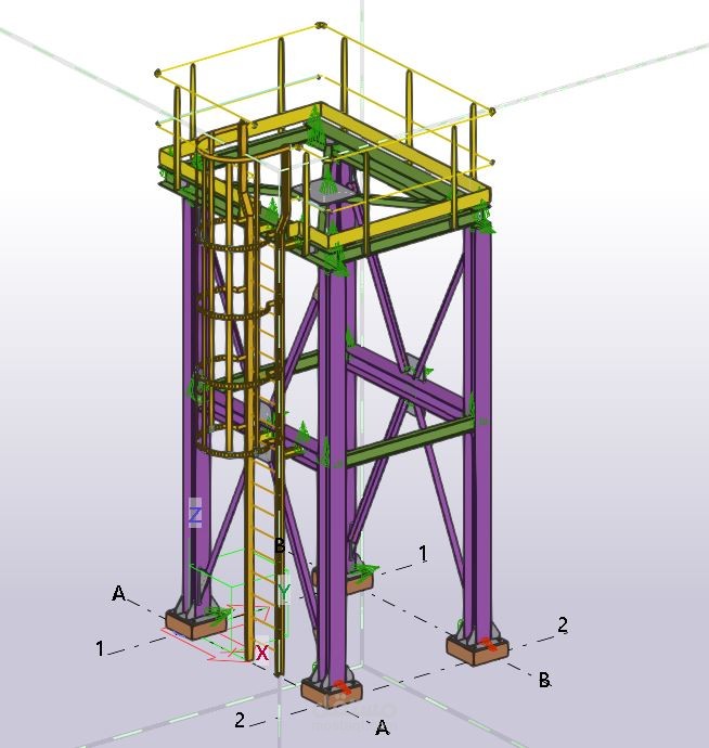 هيكل فولاذي لمنصة صيانة صناعية