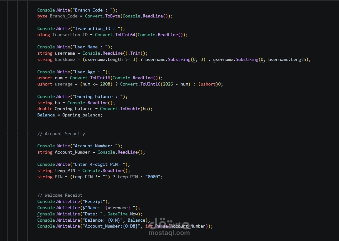 Smart Banking & Spending Tracker System in C#