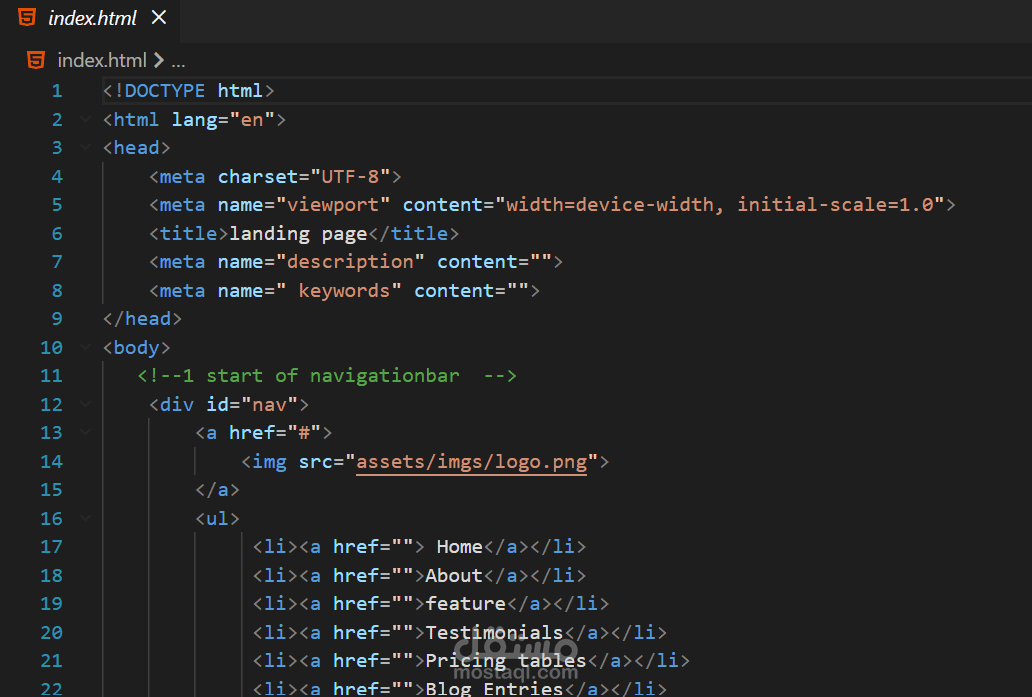 basic structure of html page
