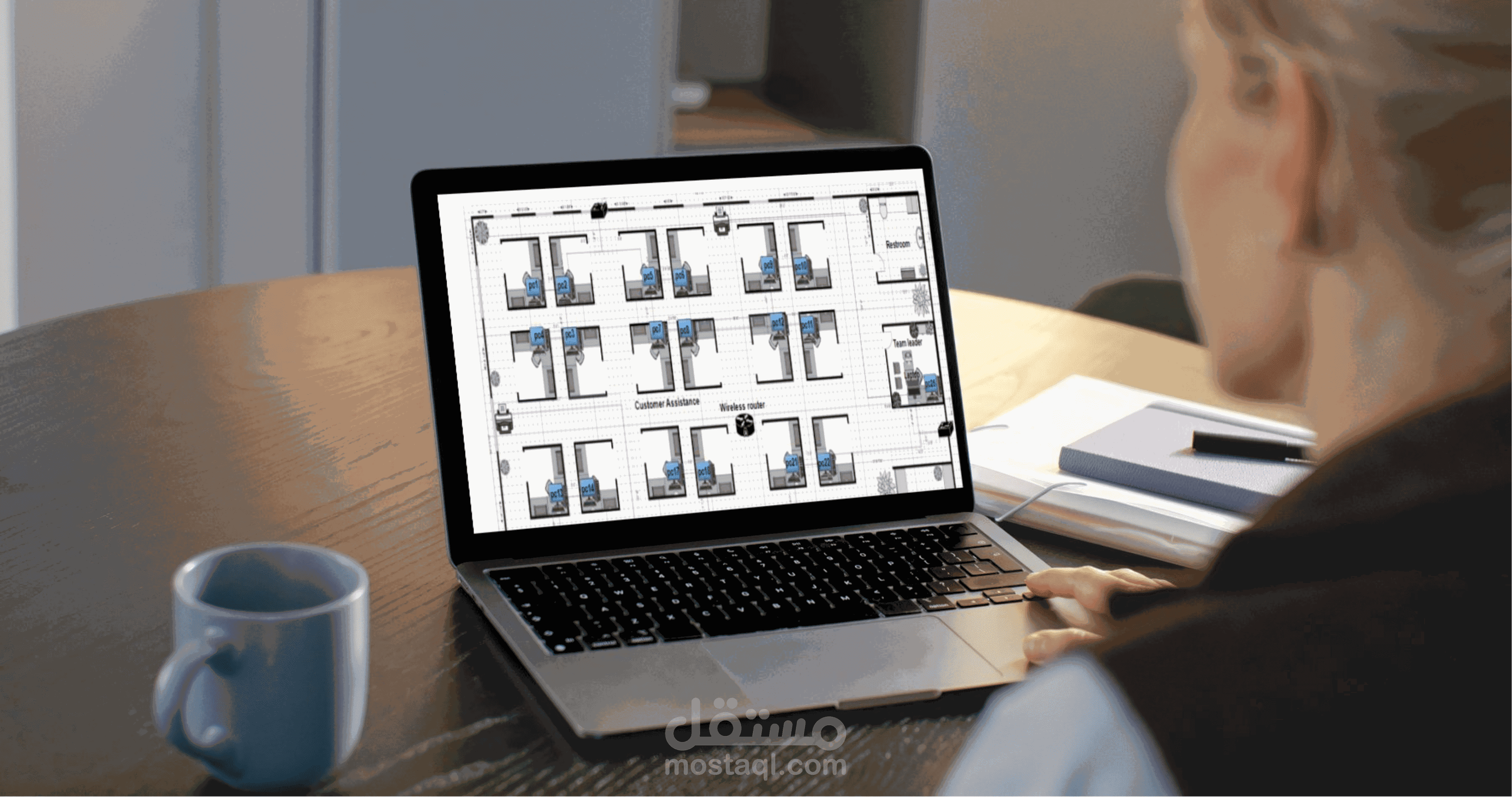 تصميم شبكة متكاملة لمبنى إداري (6 طوابق)