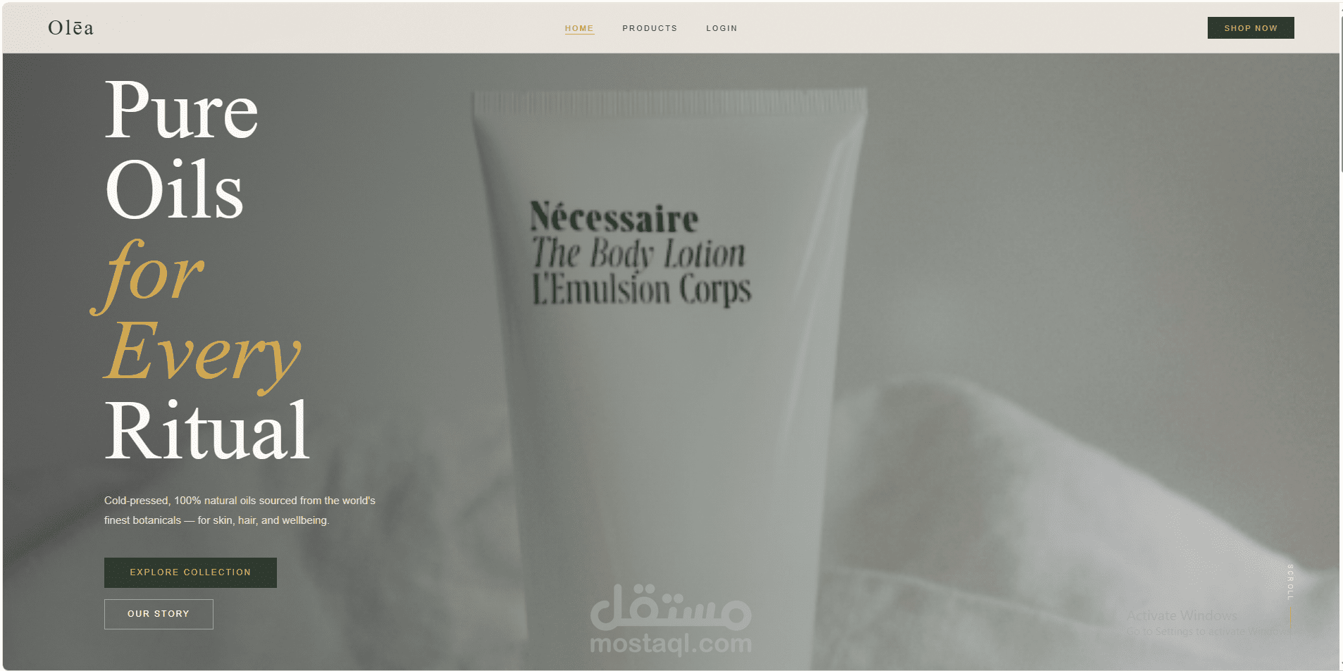 موقع متجر زيوت طبيعية فاخر - Olēa Natural Oils