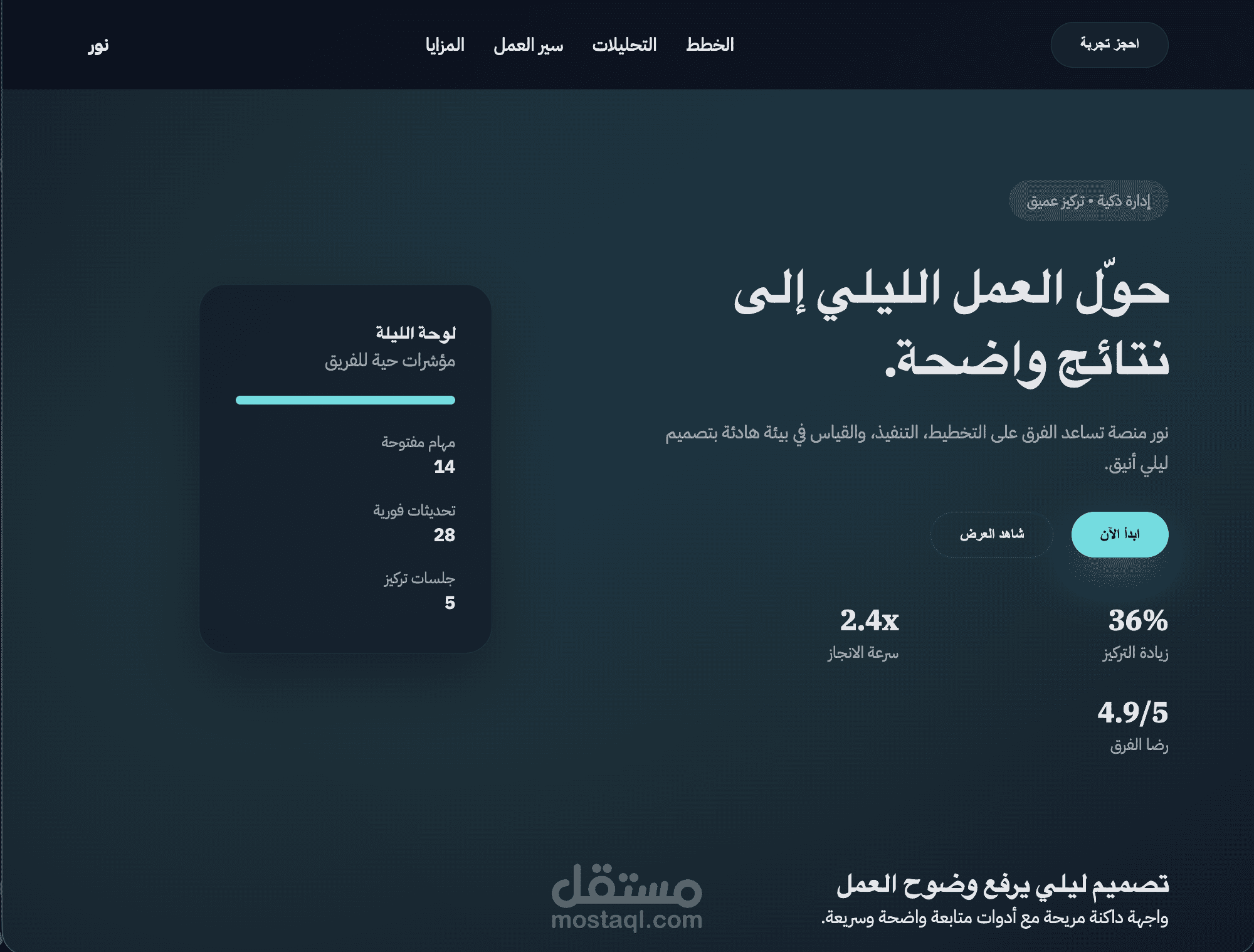 نور - حوّل العمل الليلي إلى نتائج واضحة