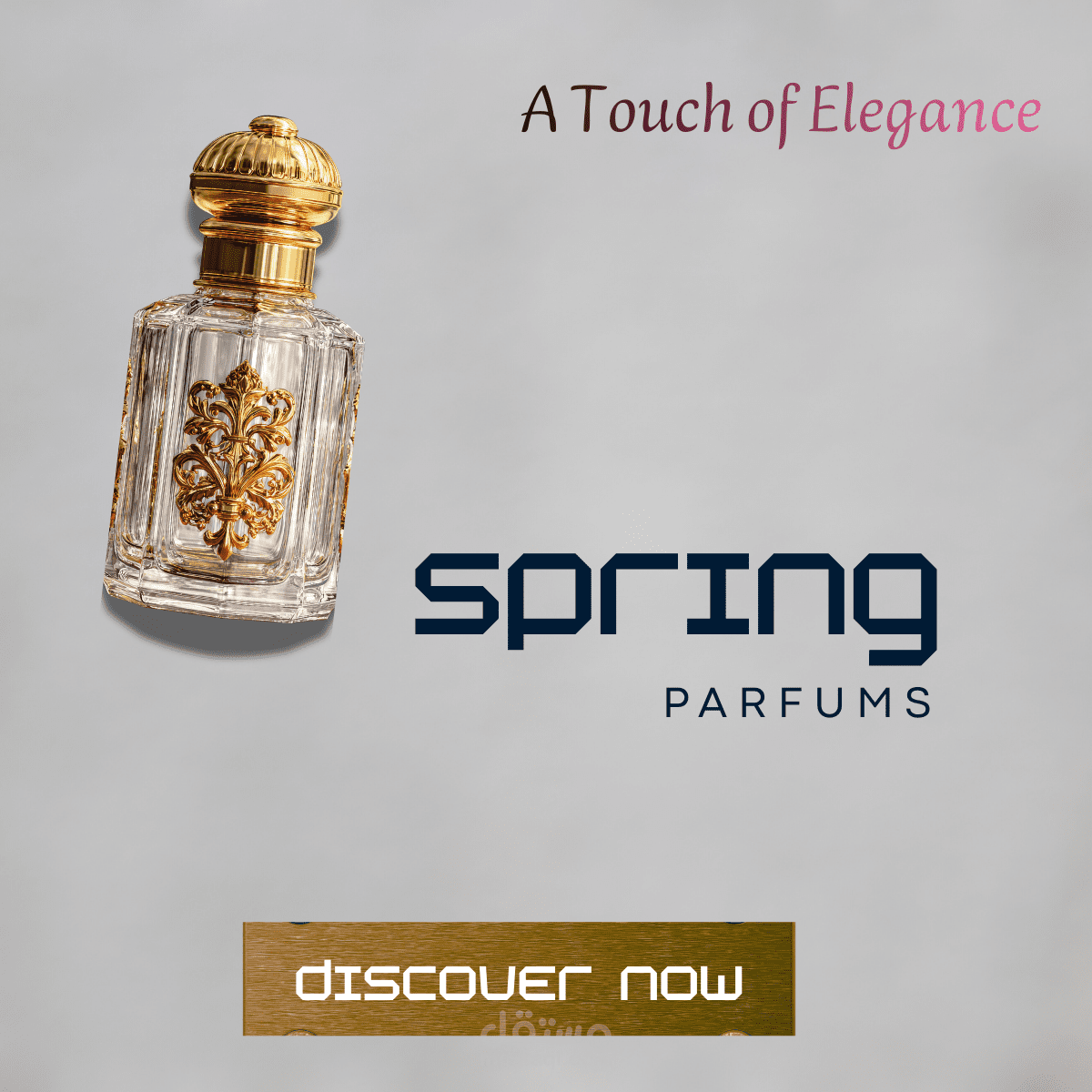 تصميم إعلان عطر فاخر بأسلوب أنيق