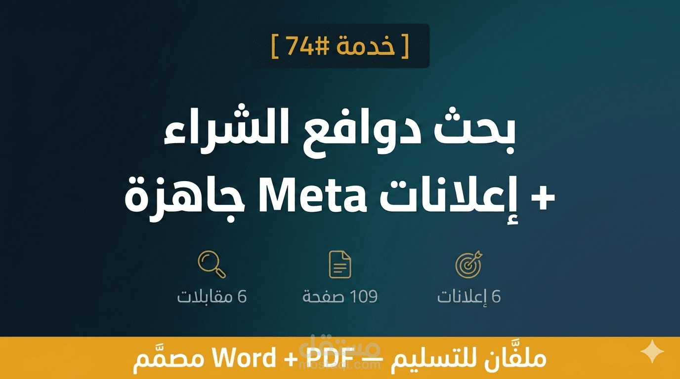 بحث دوافع الشراء الحقيقية + إعلانات Meta جاهزة لـ 3 شرائح عملاء — ملفَّان للتسليم