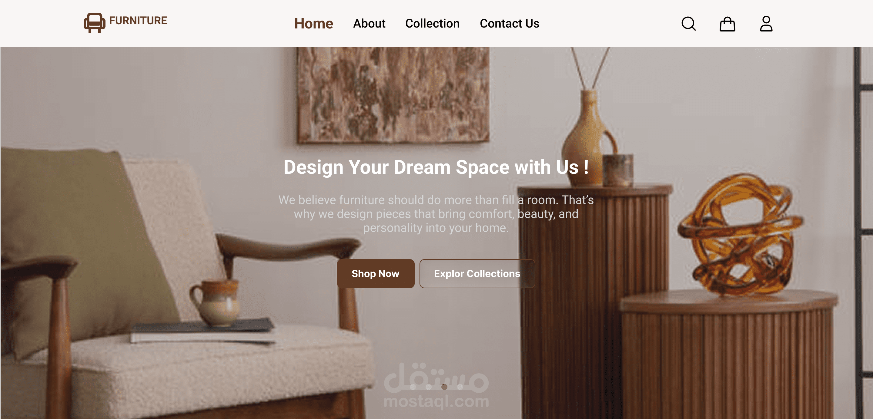 تصميم صفحة هبوط (Landing Page) عصرية لموقع أثاث