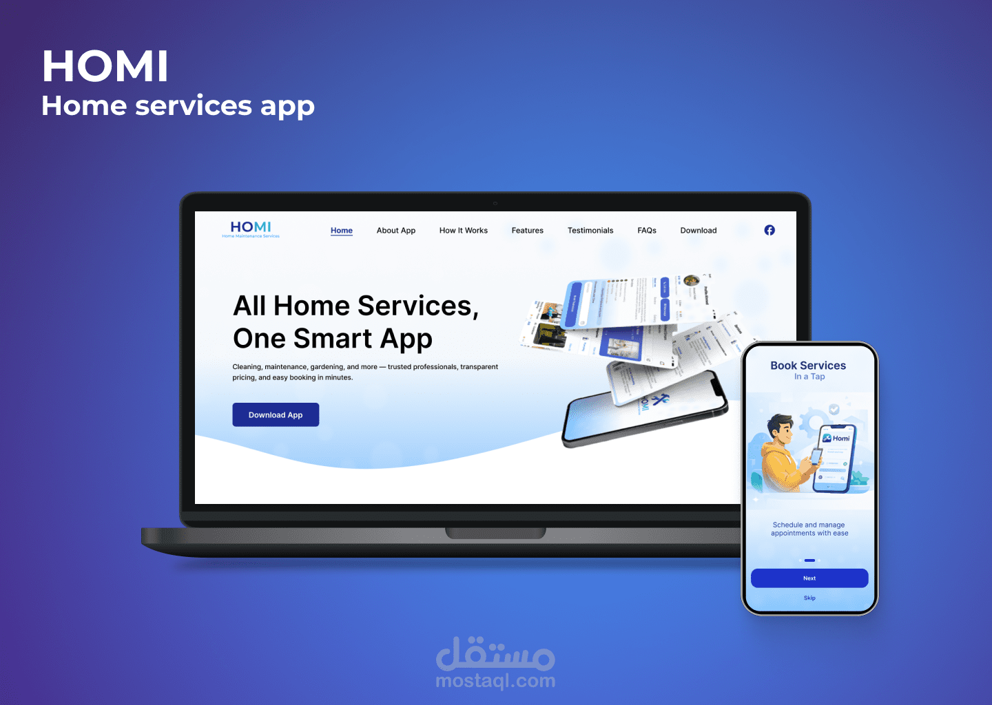 HOMI – Home Services App Landing Page UI