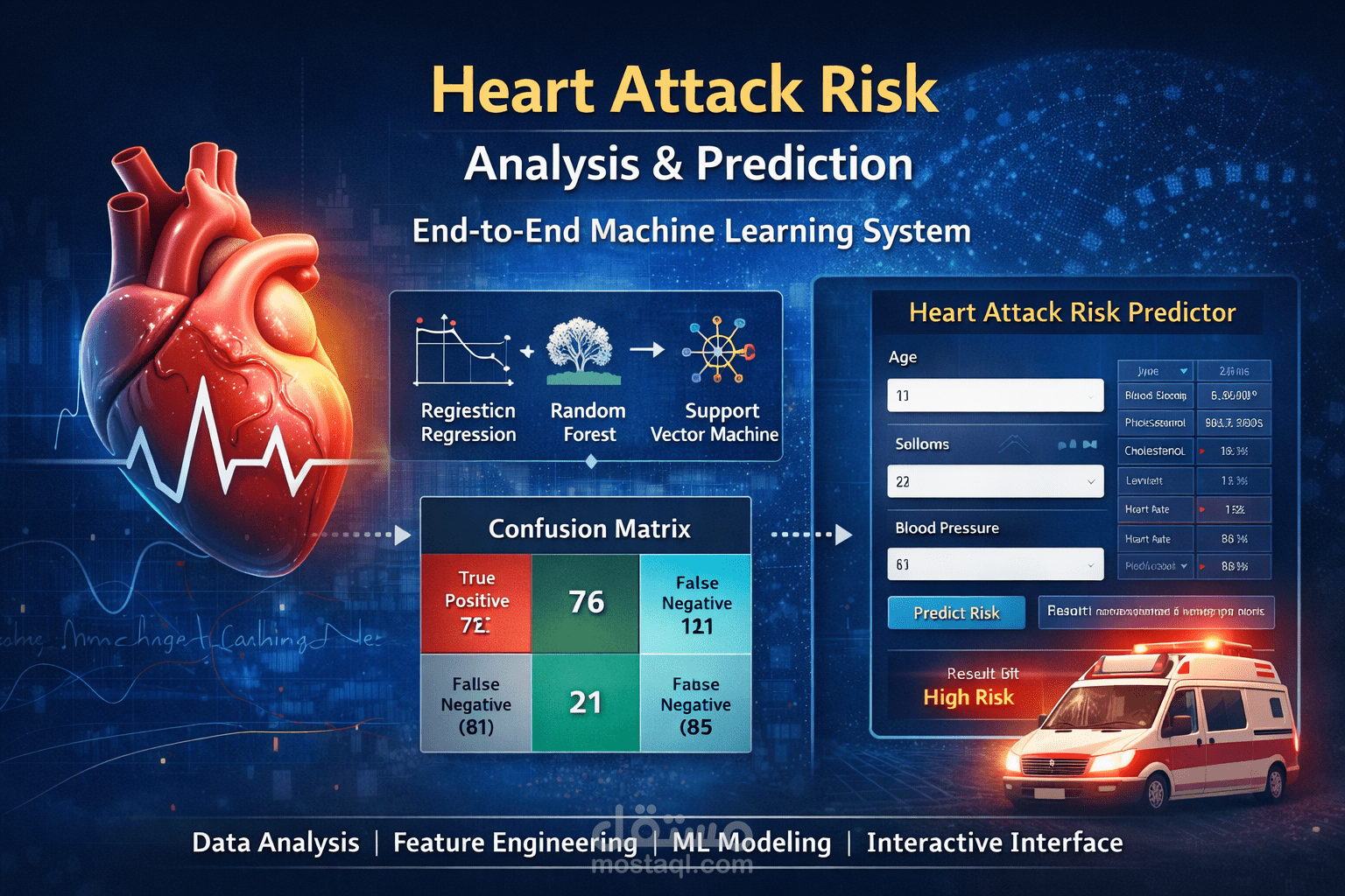 نظام تحليل والتنبؤ بخطر الإصابة بأمراض القلب باستخدام تعلم الآلة (End-to-End ML System)