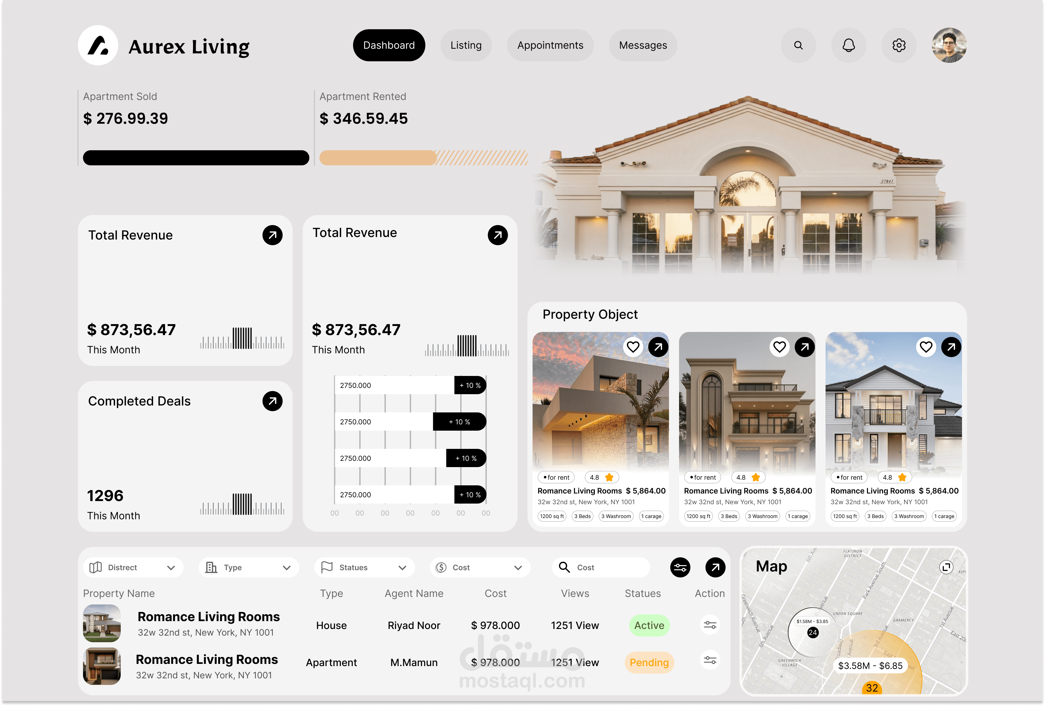 Real Estate Dashboard — Web UI/UX Design