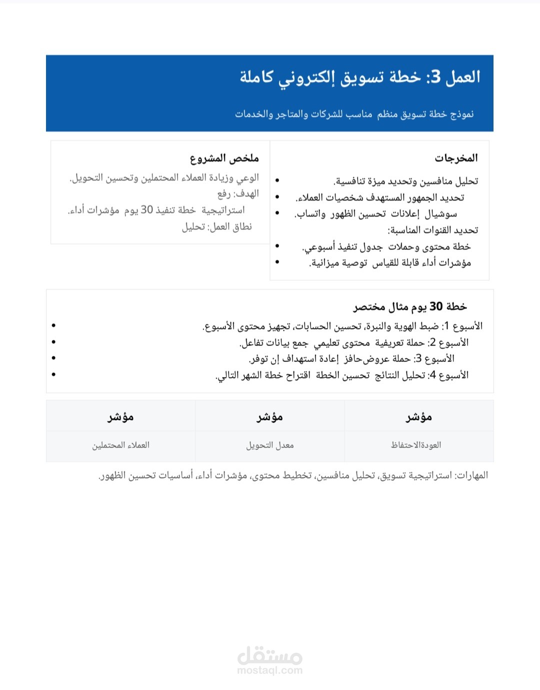 خطة تسويق الكتروني متكاملة