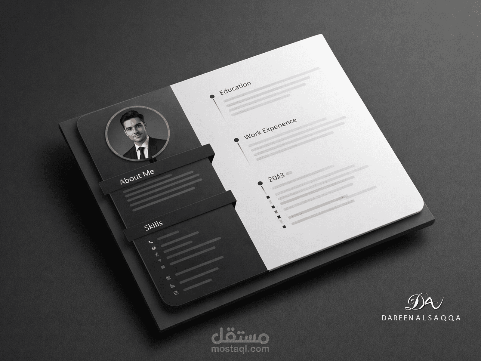 تصميم سيرة ذاتية احترافية (CV) بهوية عصرية