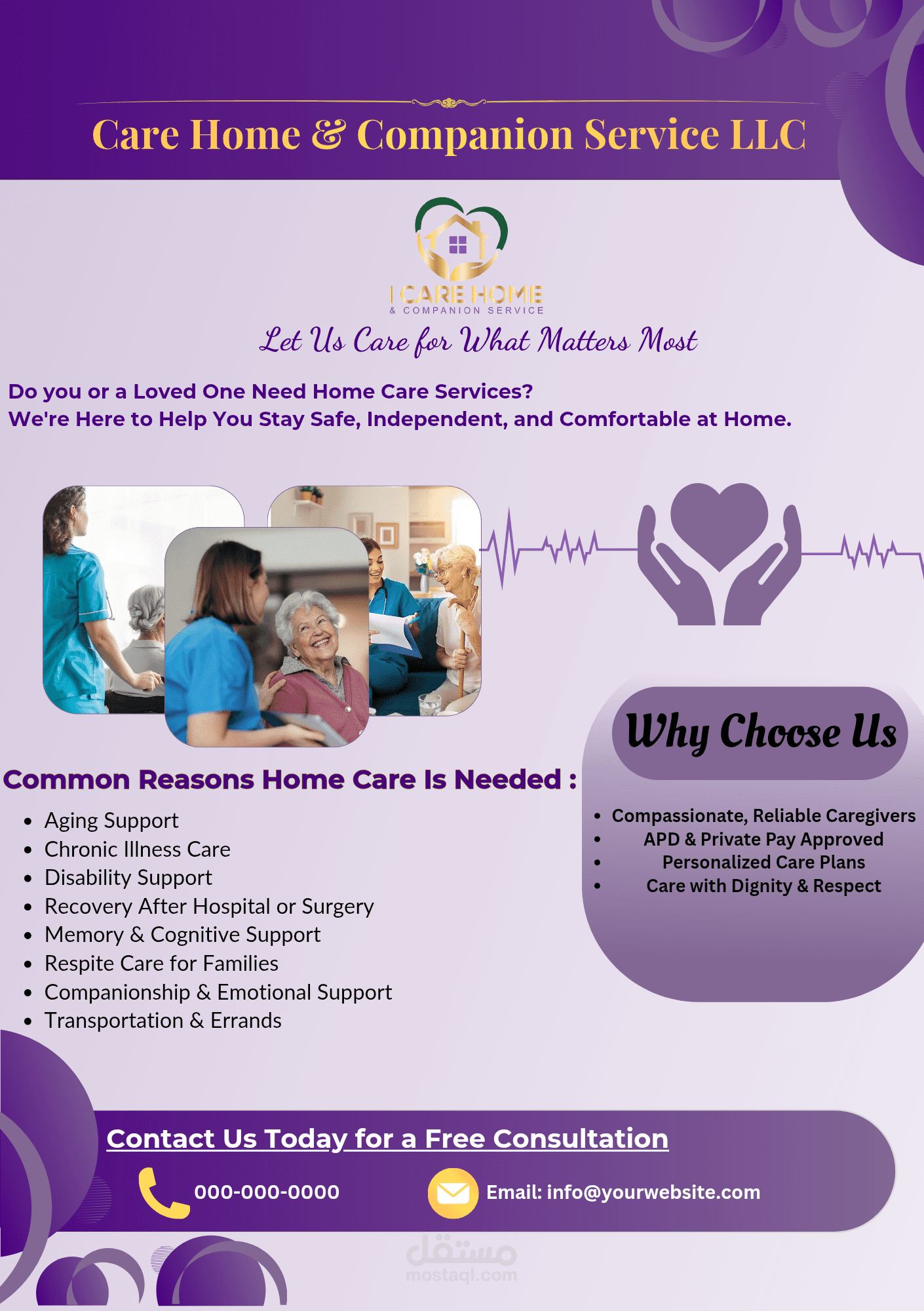 Professional & Compassionate Homecare Service Flyer Design