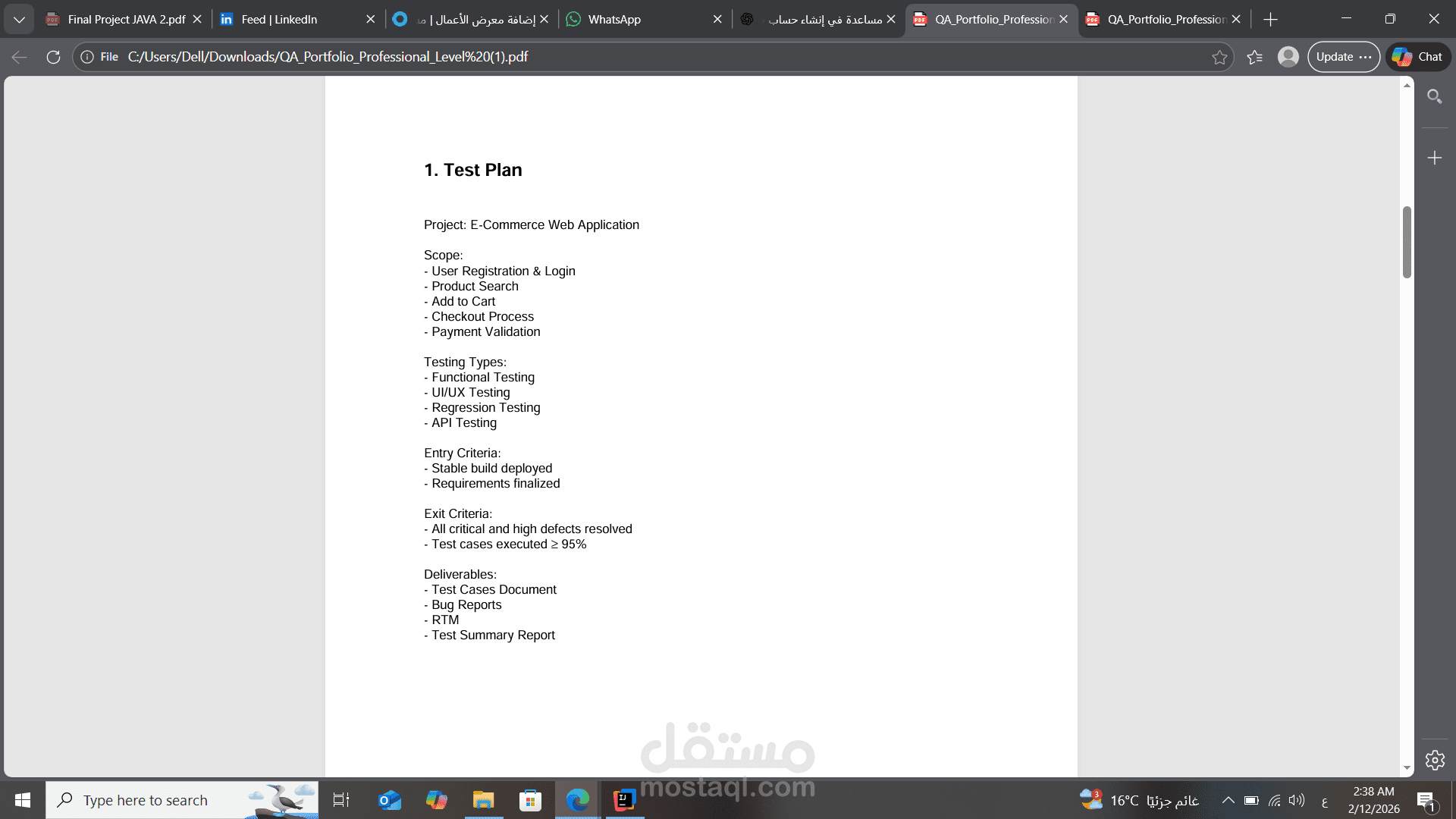 E-Commerce Website Test Plan & RTM