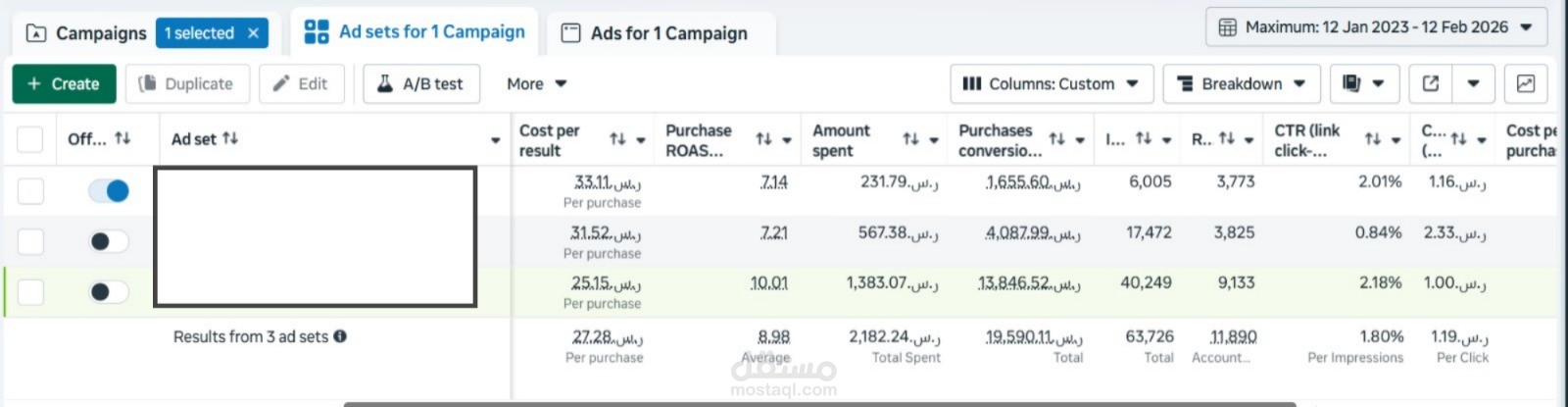 إعادة هيكلة وإدارة الحساب الإعلاني لمتجر مواد غذائية علي سلة