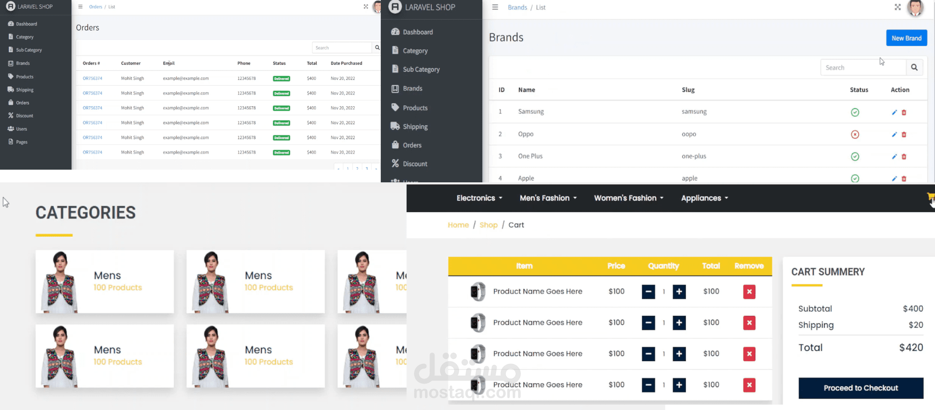 تطوير متجر إلكتروني متكامل باستخدام Laravel (Laravel E-Commerce System)