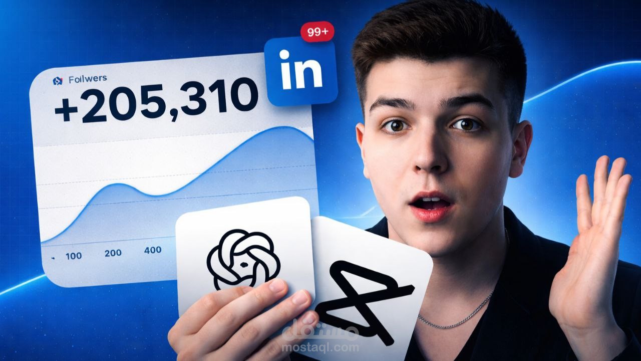 تصميم صورة مصغرة إبداعية لمجال (التطوير المهني والذكاء الاصطناعي)