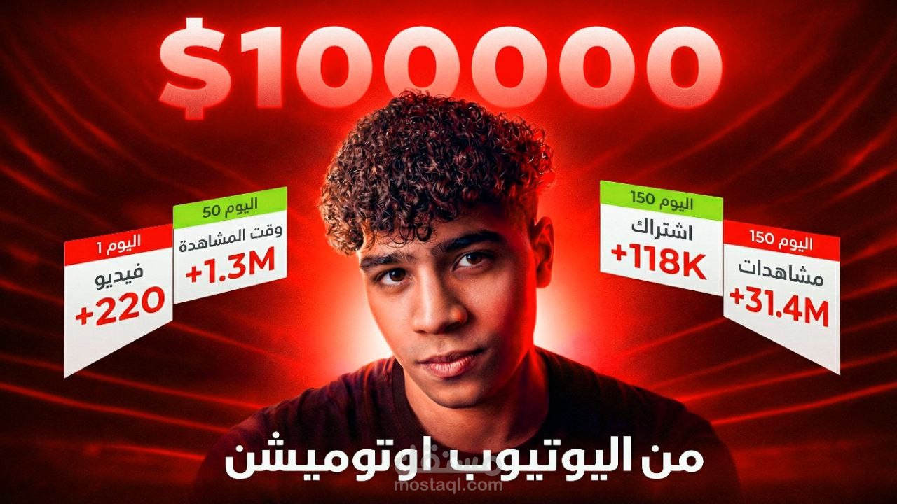 تصميم صورة مصغرة احترافية لمحتوى (YouTube Automation) والأرباح