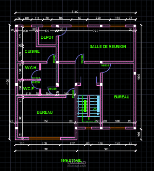 Plan d’architecture 2D – 1er Étage (Bureaux & Salle de réunion)
