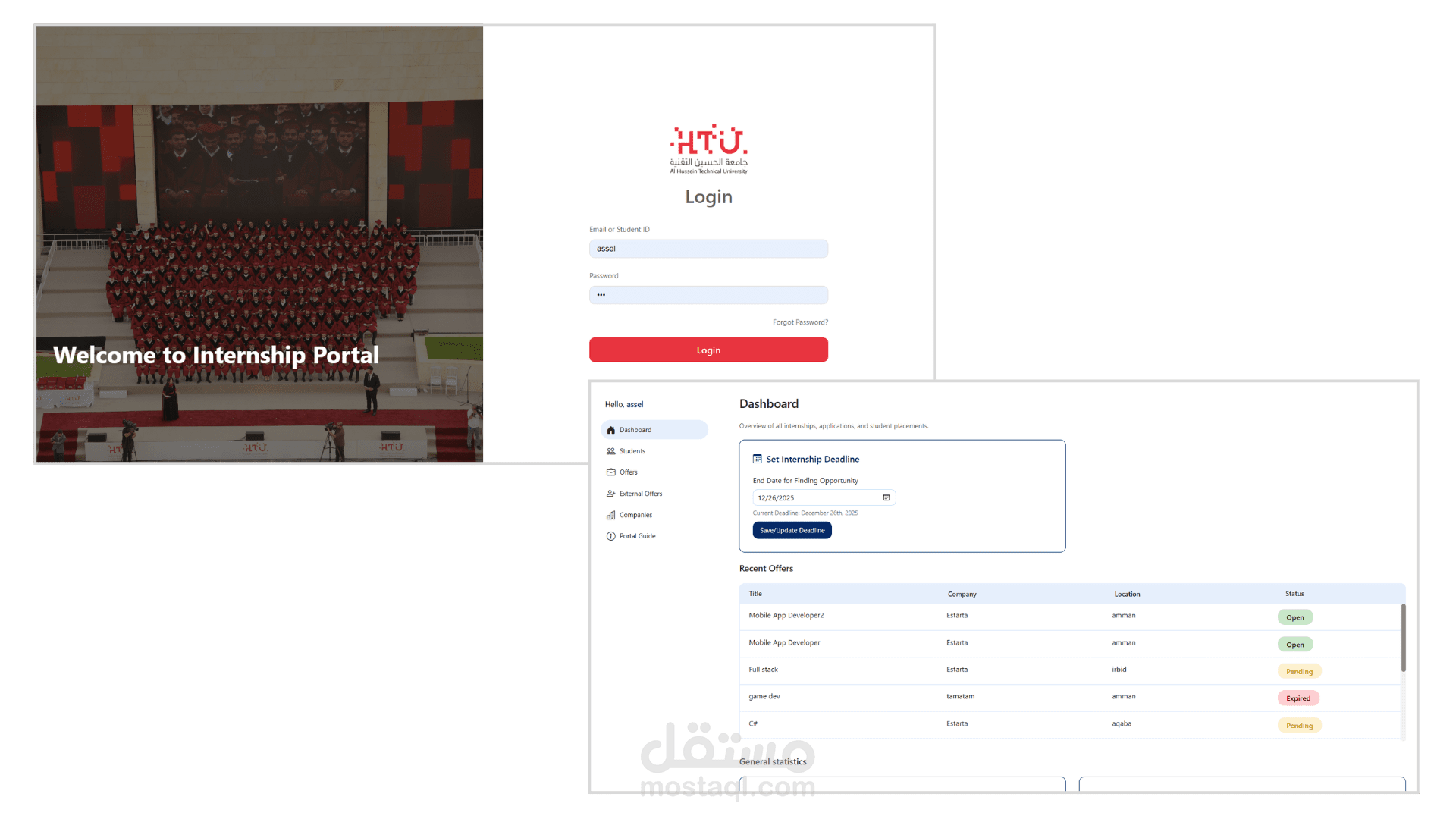 Student Internship Portal - Full-Stack Management System