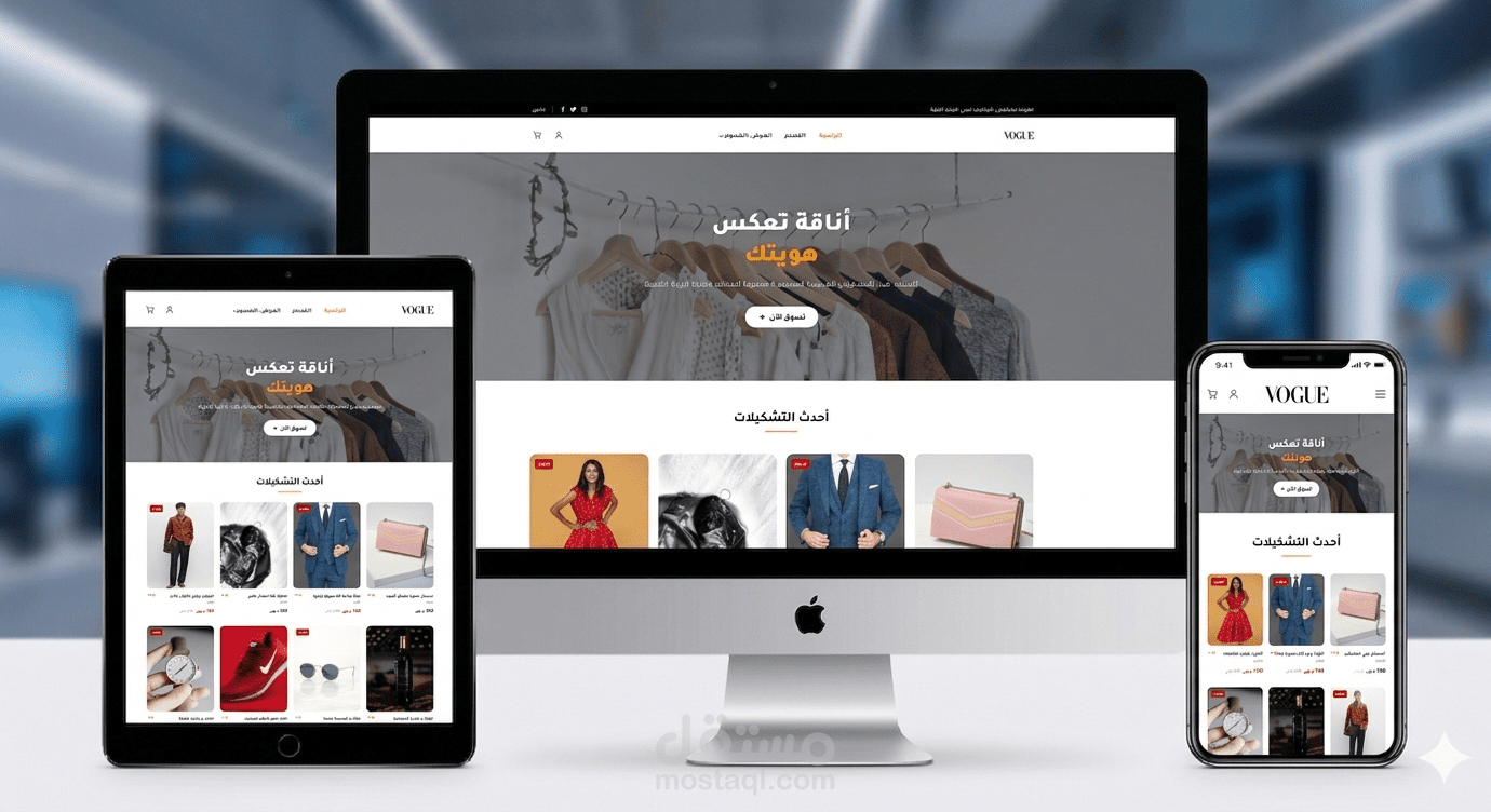 برمجة وتطوير متجر إلكتروني متكامل (Full-Stack) لبيع الملابس الجاهزة "fashion-store" متوافق ومتجاوب عالميا مع كل الاجهزة