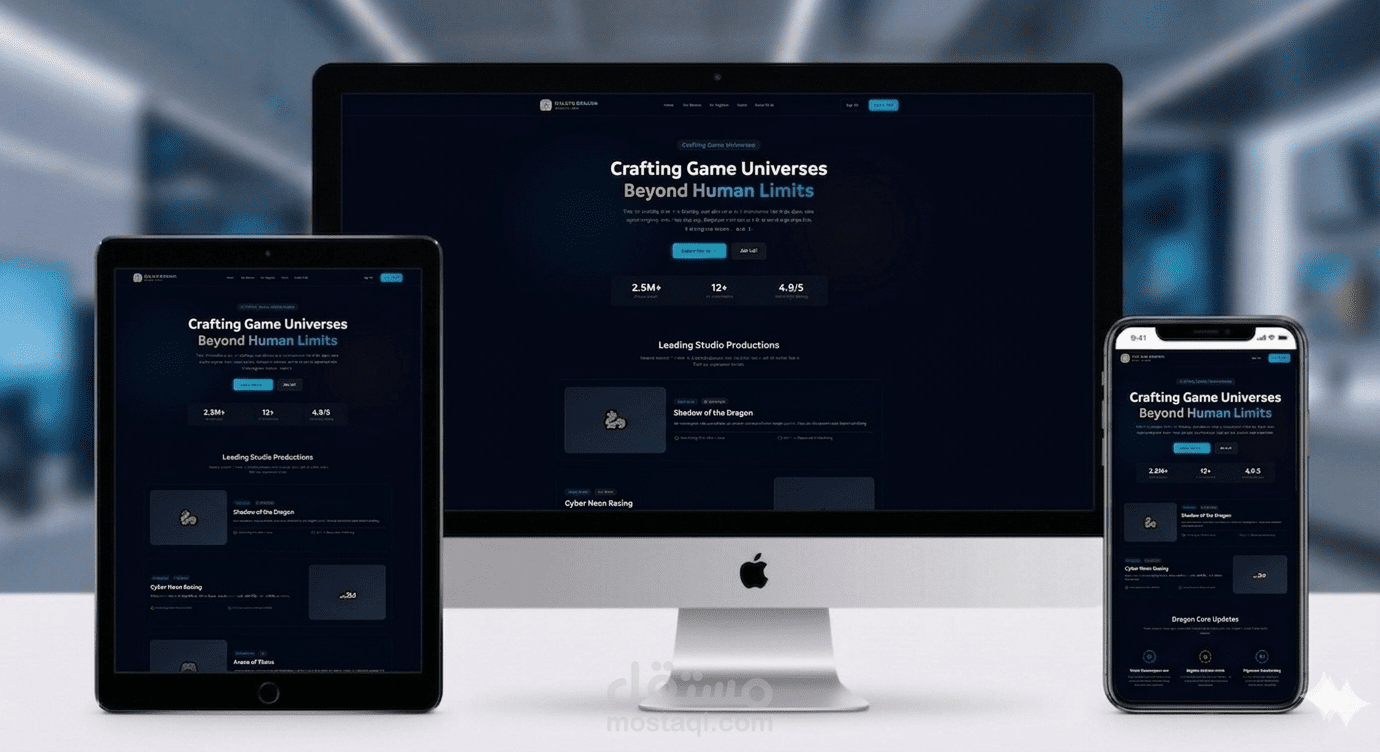 بناء موقع استوديو ألعاب متكامل (Golden Dragon Games) باستخدام Next.js و Tailwind CSS