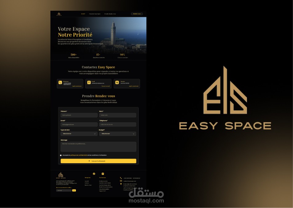 تصميم موقع عقاري فاخر بأسلوب عصري (Luxury Real Estate Landing Page)