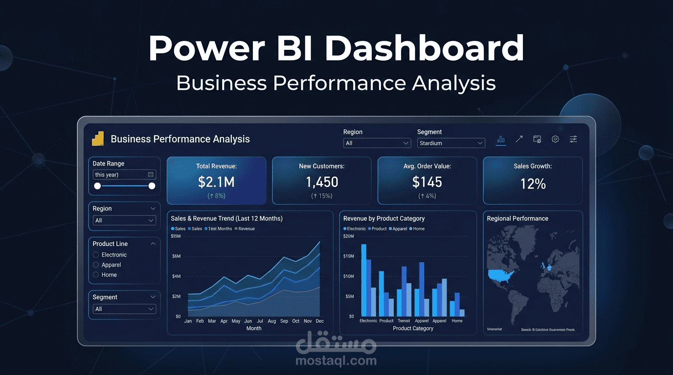 إنشاء لوحة معلومات تفاعلية لمراقبة وتحليل مؤشرات الأداء باستخدام Power BI