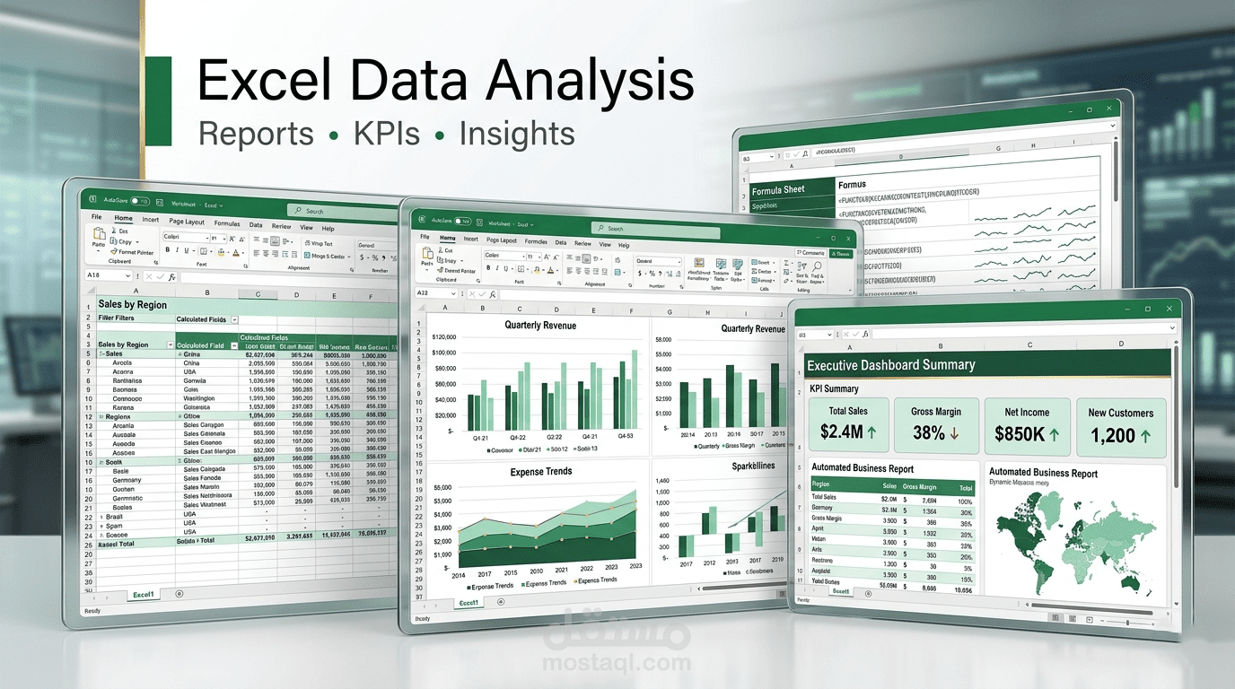 تحليل ومعالجة بيانات Excel وتحويلها إلى تقارير تنفيذية قابلة لاتخاذ القرار