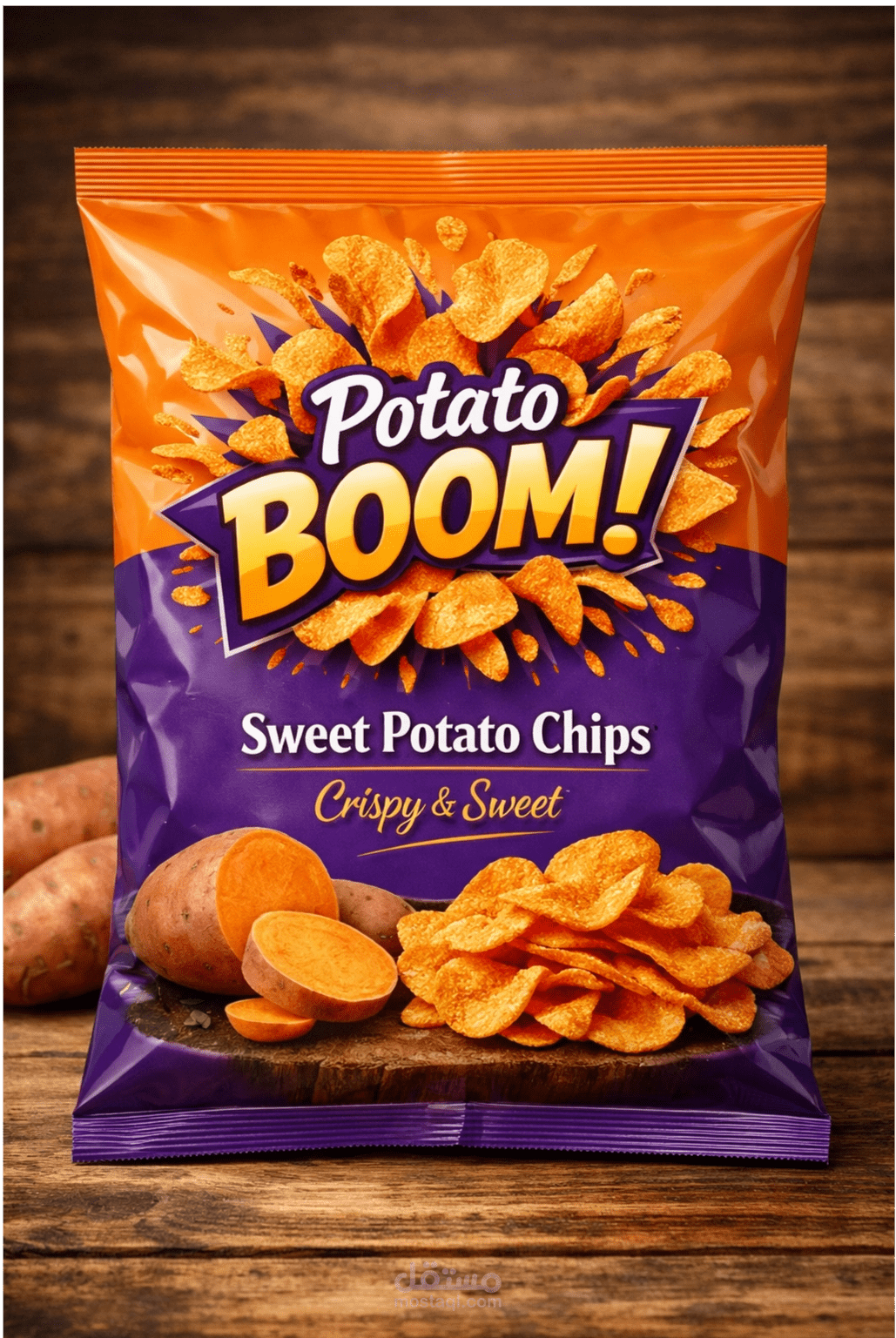 تصميم الهوية البصرية وتغليف المنتجات لعلامة "Potato Boom!" التجارية