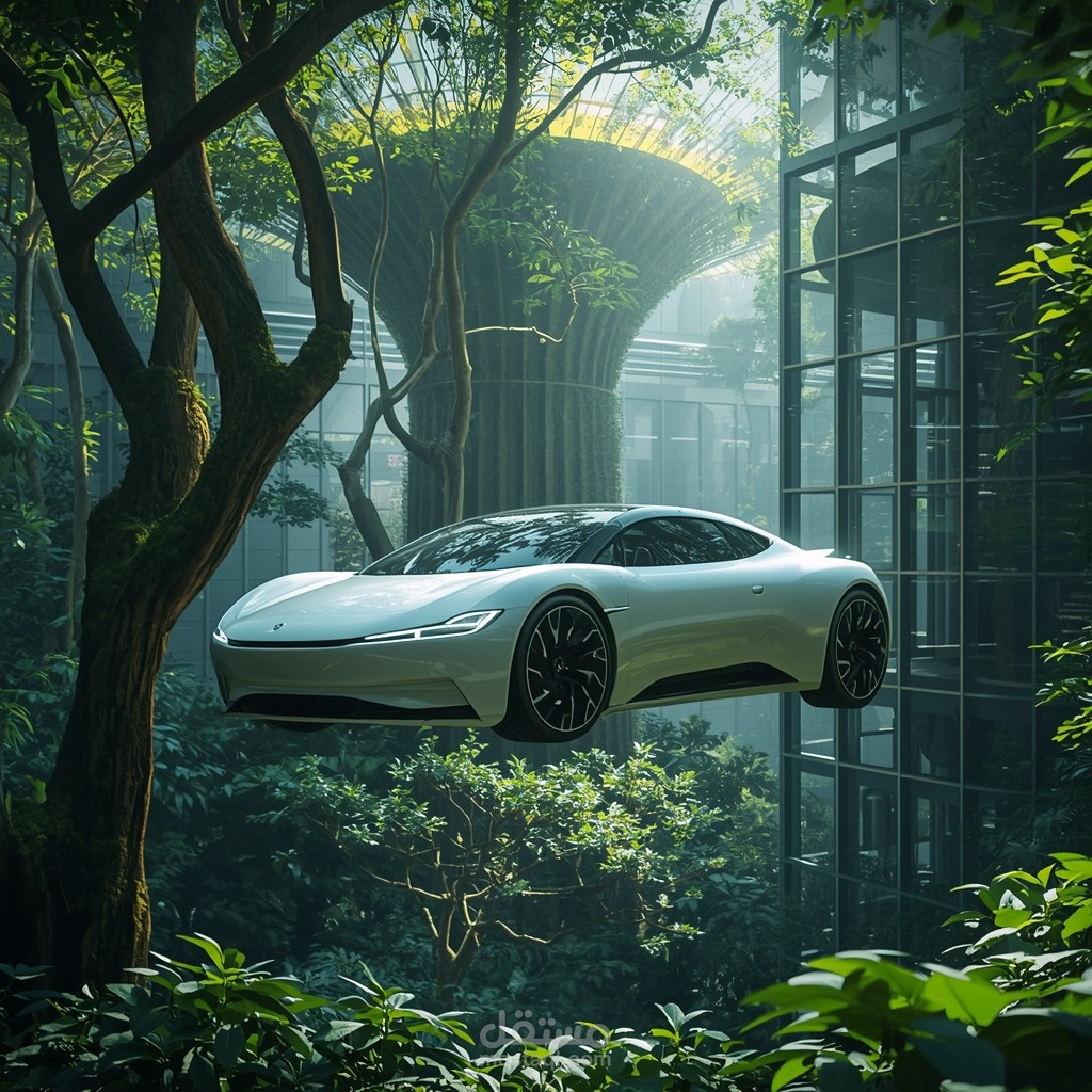 تصميم مركبة طائرة مستقبلية بنمط Solarpunk