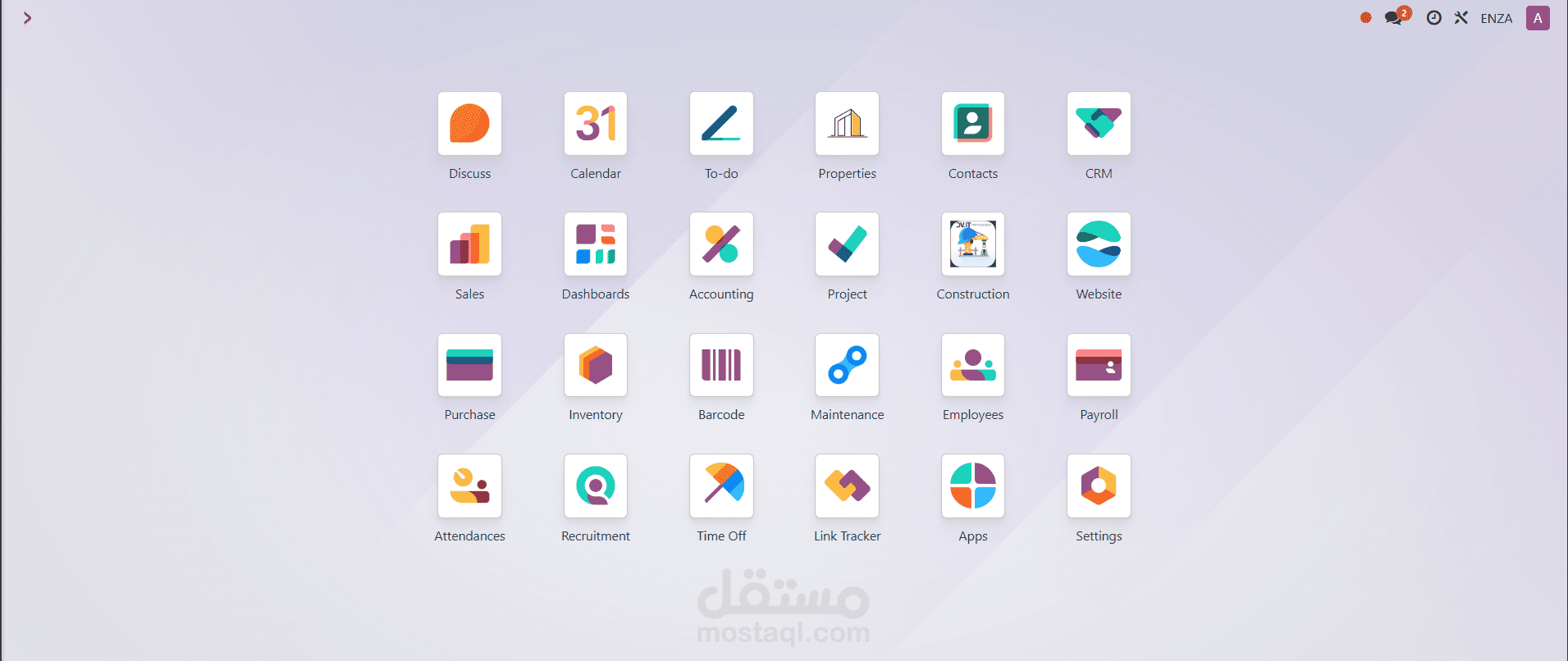 تنفيذ Odoo 18 لشركة مقاولات – Accounting + CRM + HR + Construction/Properties