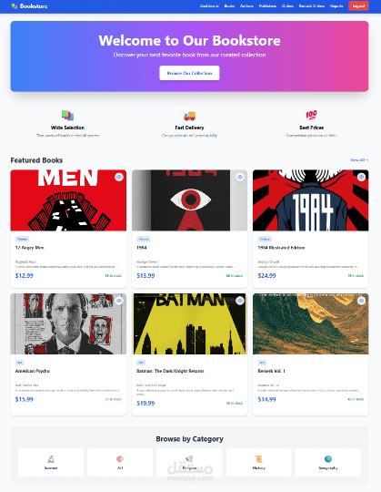 نظام إدارة متجر كتب إلكتروني متكامل بهيكلية نظيفة و RESTful API (ASP.NET Core Web API – React – SQL Server)