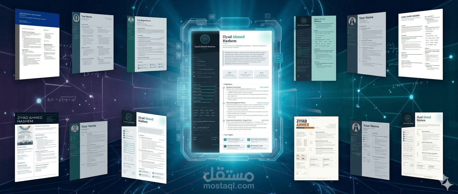 تصميم وكتابة  Infographic Resume  جزابة بافضل معايير البصرية الحديثه