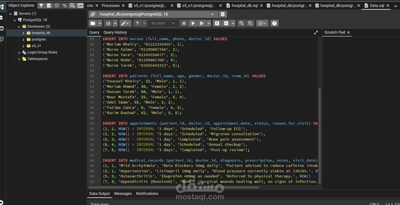 قاعده بيانات مستشفي.    Hospital db