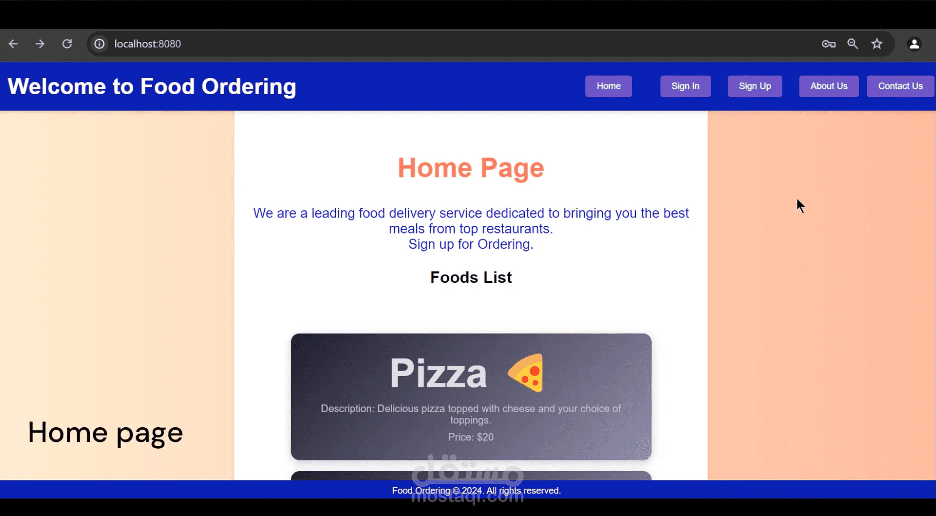 food ordering website