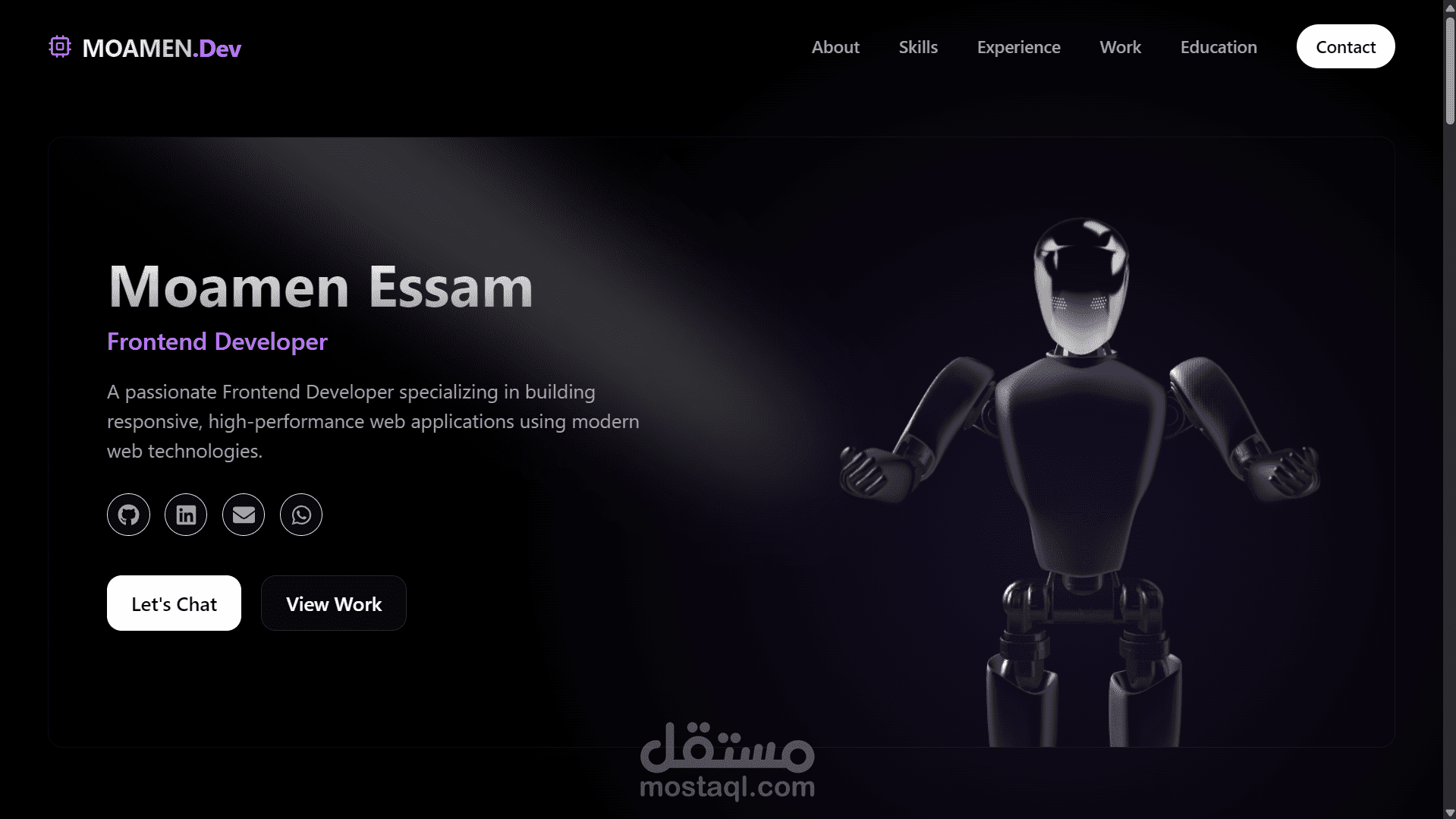 موقع شخصي احترافي Interactive 3D Portfolio Website
