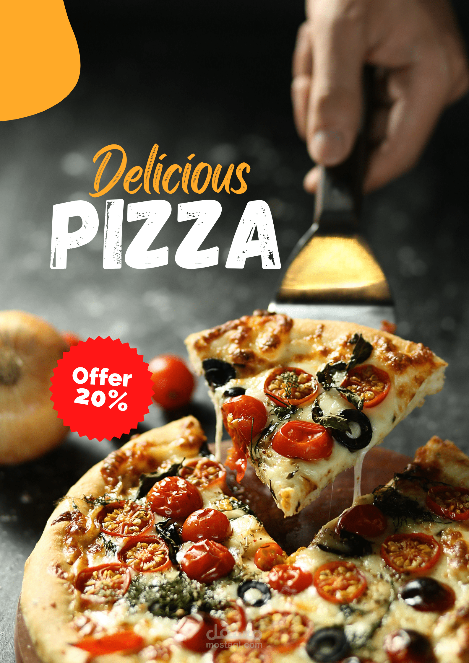 تصميم إعلان "Delicious Pizza" - حملة ترويجية لزيادة مبيعات المطاعم